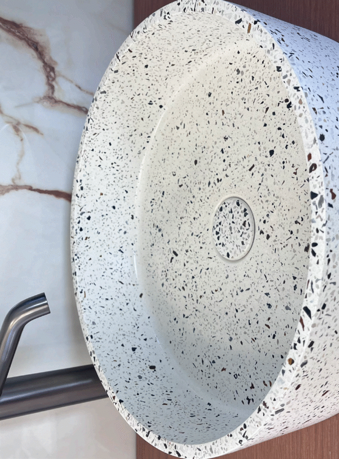 &Nu;&iota;&pi;&tau;ή&rho;&alpha;&sigmaf; &mu;&pi;ά&nu;&iota;&omicron;&upsilon; terrazzo IRA White 39x39x12 &ndash; &sigma;&tau;&rho;&omicron;&gamma;&gamma;&upsilon;&lambda;ό&sigmaf; &epsilon;&pi;&iota;&tau;&rho;&alpha;&pi;έ&zeta;&iota;&omicron;&sigmaf;