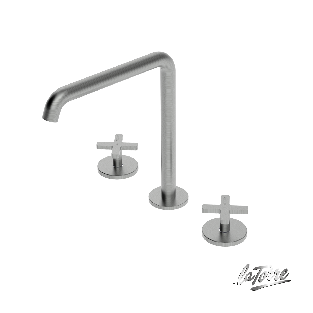 Μπαταρία Νιπτήρα Επικαθήμενη 3 οπών με Βαλβίδα Clic-Clac Εlle Cross La Torre Inox