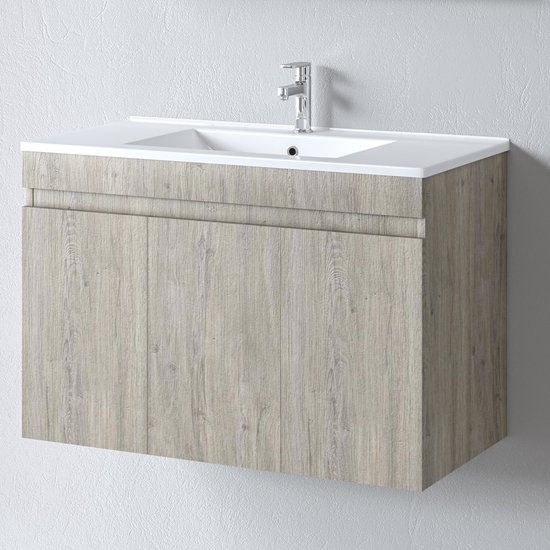 Σετ Έπιπλο Μπάνιου OMEGA BEIGE OAK 90 9SOM090BO0W Πάγκο 87x44x60 - Image 3