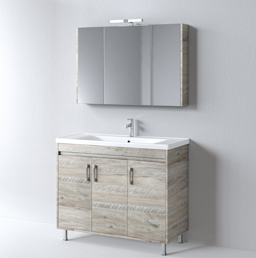 Σετ Έπιπλο Μπάνιου SAVINA NATURAL OAK 100 9SSA100NO0W Πάγκος 97x44x83cm - Image 2
