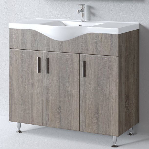 Σετ Έπιπλο Μπάνιου SIENA SONOMA DARK 100 9SSI100SD0W Πάγκο 96x34x83cm - Image 2