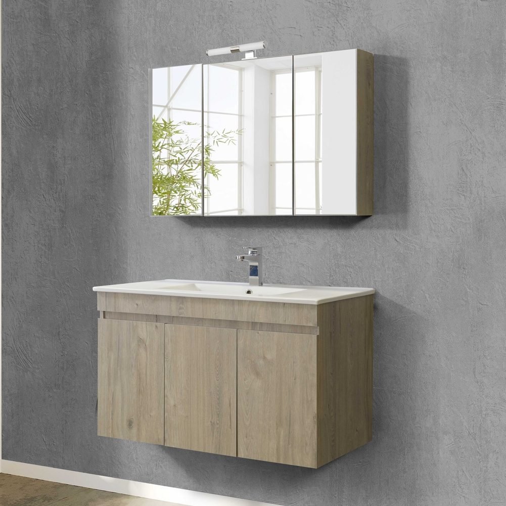 Σετ Έπιπλο Μπάνιου OMEGA BEIGE OAK 90 9SOM090BO0W Πάγκο 87x44x60 - Image 7