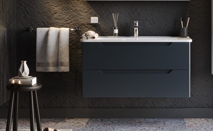 Πάγκος PERLA Aνθρακί με λευκά πλαινα MDF 18mm Λάκα 100 S3BPERL100ANM 105x46x53cm