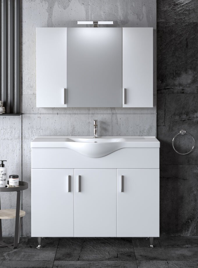 &Sigma;&epsilon;&tau; Έ&pi;&iota;&pi;&lambda;&omicron; &Mu;&pi;ά&nu;&iota;&omicron;&upsilon; SIENA WHITE 100 9SSI100GL0W &Pi;ά&gamma;&kappa;&omicron; 96x34x83cm