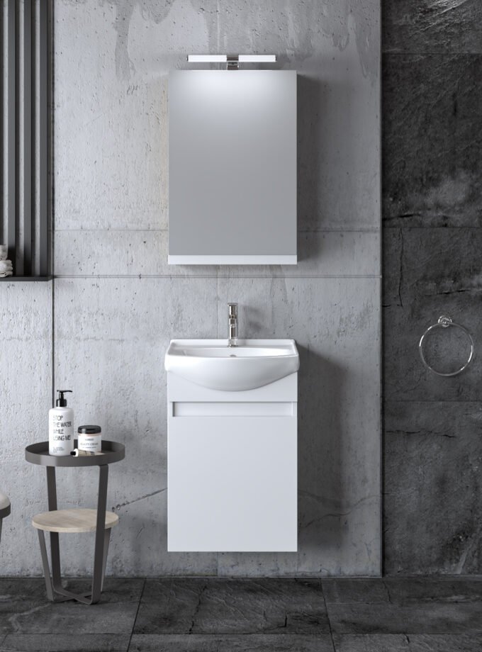 &Sigma;&epsilon;&tau; Έ&pi;&iota;&pi;&lambda;&omicron; &Mu;&pi;ά&nu;&iota;&omicron;&upsilon; SIENA WHITE 45 9SSI045GL0W &Pi;ά&gamma;&kappa;&omicron;&sigmaf; 41x25x60cm, &Nu;&iota;&pi;&tau;ή&rho;&alpha;&sigmaf; 45x37cm