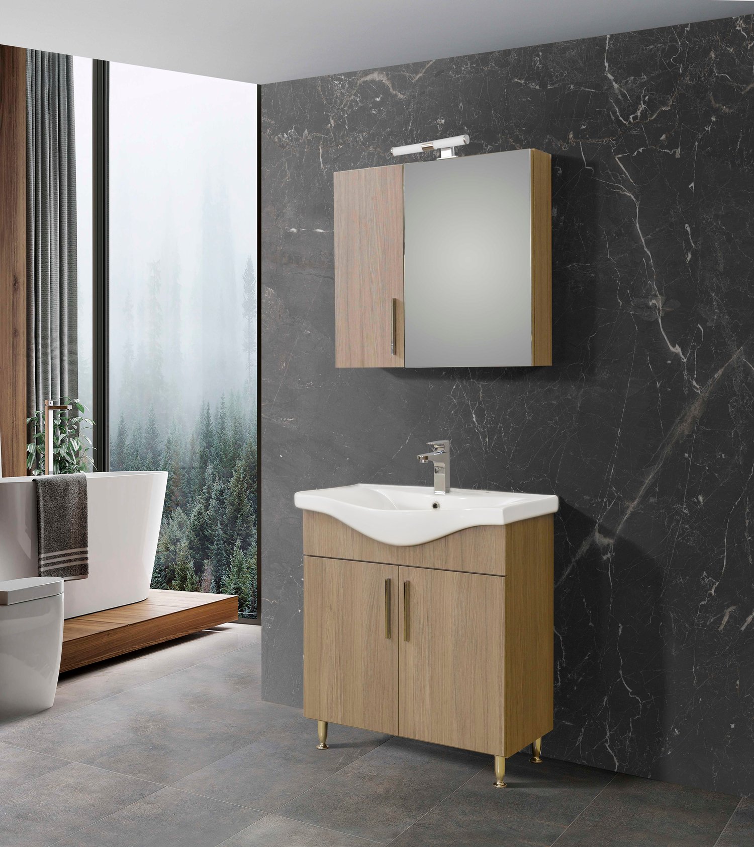 Σετ Έπιπλο Μπάνιου SIENA HARMONY NEW 75 9SSI075HN0W Πάγκο 72x34x83cm - Image 4