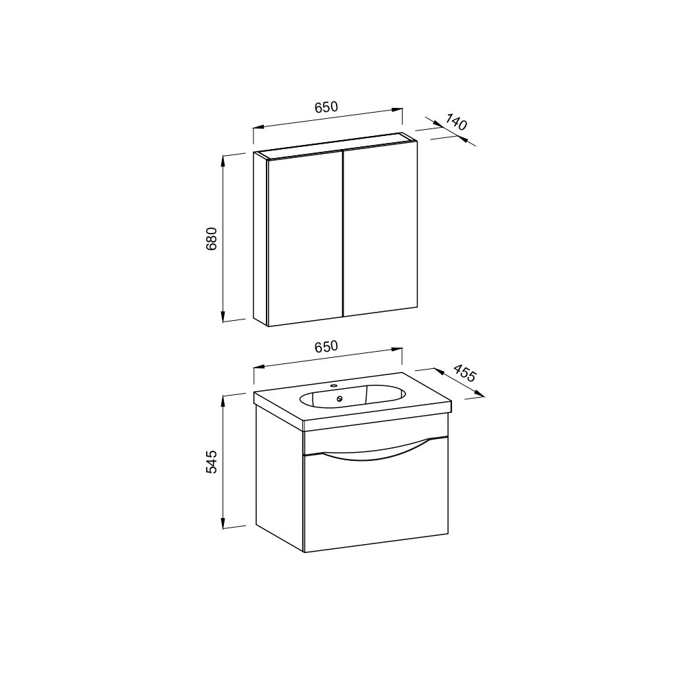 Σετ Έπιπλο Μπάνιου SMILE Λευκό / Barok MDF 18mm Λάκα 65 9SSMI065WBM - Image 3