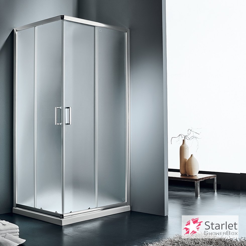 Καμπίνα ντουζιέρας Γωνιακής Εισόδου Corner Entry 90x72 (87-89 x 69-71 εκ.), Starlet Fabric Chrome - Image 2