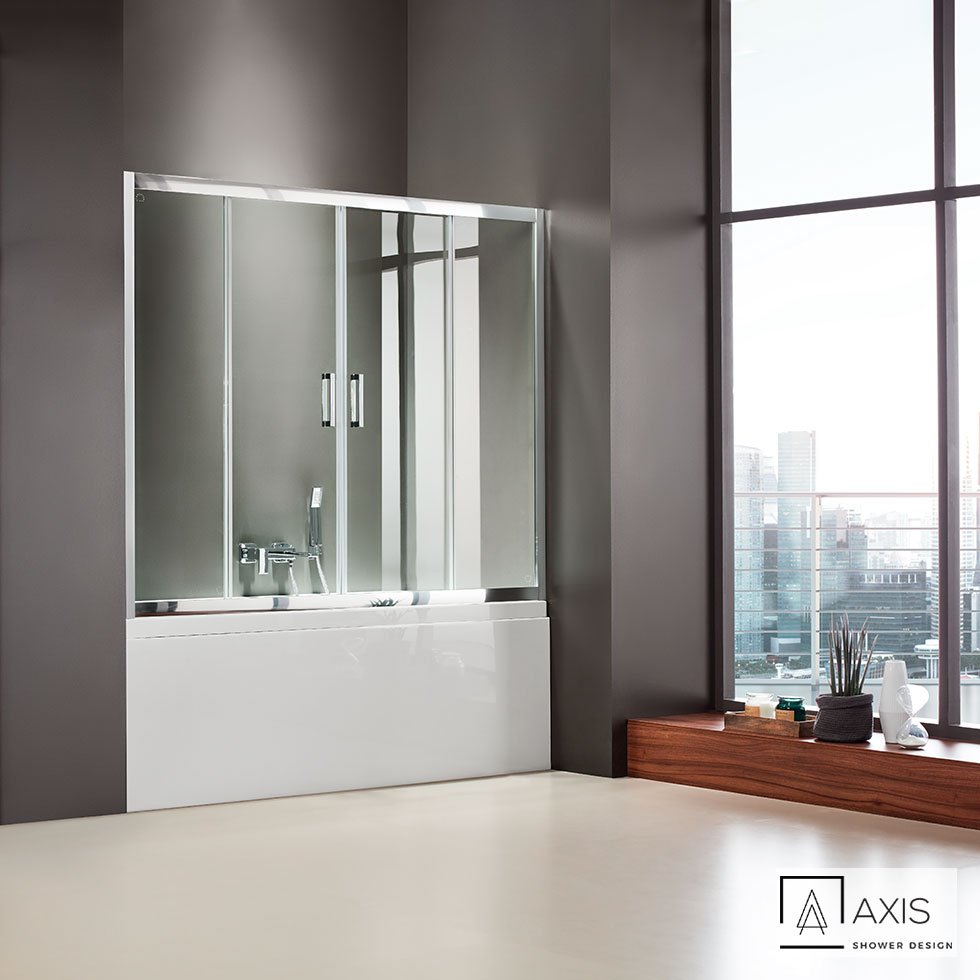 Συρόμενη διπλή πόρτα καμπίνας μπανιέρας AXIS 180 ύψους 140εκ. ρυθμιζόμενη από 177 έως 181εκ. Clear Chrome - Image 2