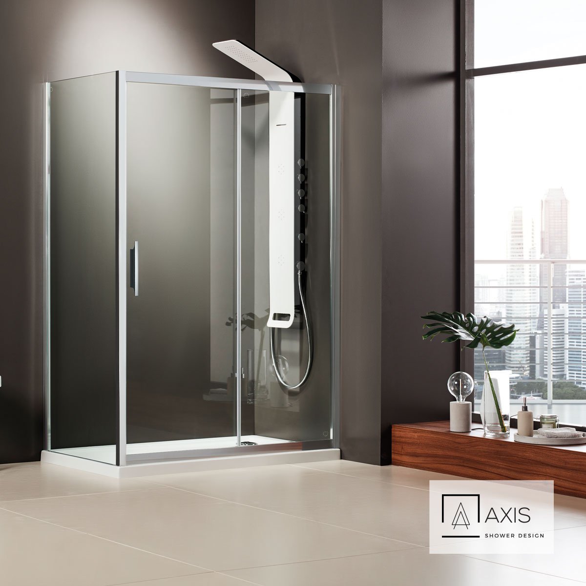 Συρόμενη πόρτα καμπίνας ντουζιέρας AXIS 140 ύψους 185εκ. ρυθμιζόμενη από 137 έως 141εκ. Clean Glass Chrome - Image 2