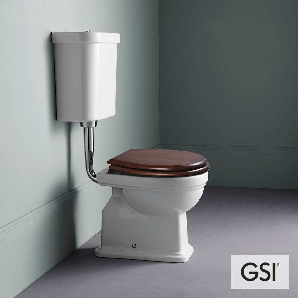 Λεκάνη Υψηλής Πίεσης Πισωστόμια CLASSIC με καζανάκι και Απλό κάλυμμα MS87C Ξύλο, GSI White - Image 2