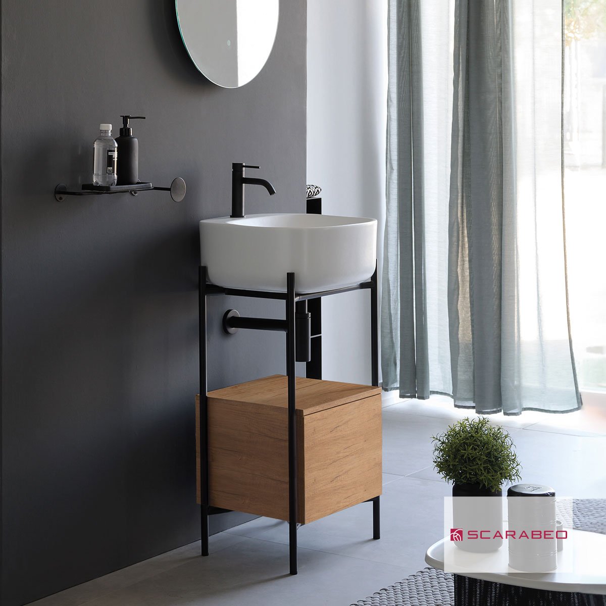 Έπιπλο μπάνιου Laila 2702-NROP με συρτάρι 2711-89 χωρίς νιπτήρα, Scarabeo - Image 2