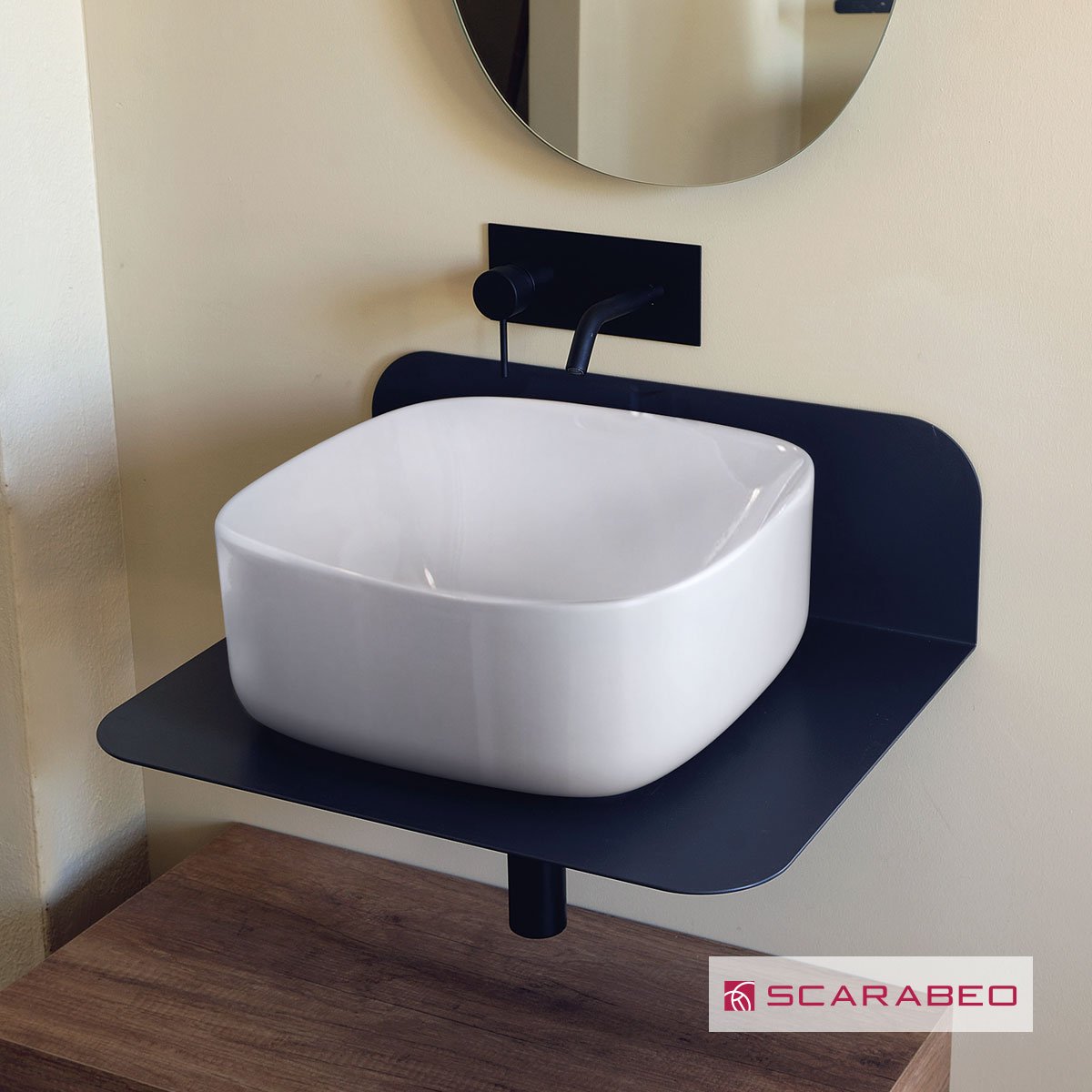 Νιπτήρας Πορσελάνης Moon 42x42 Scarabeo White - Image 2