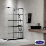 Διαχωριστικό κρύσταλλο ντουζιέρας IWIS Walk-in 100 ρυθμιζόμενo από 97 έως 99εκ., Devon Clean Glass Decor Black Matt