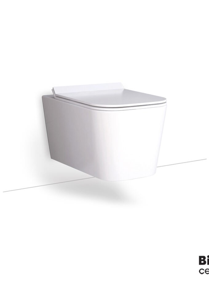 &Lambda;&epsilon;&kappa;ά&nu;&eta; ENZO RIMLESS &kappa;&rho;&epsilon;&mu;&alpha;&sigma;&tau;ή Slim soft-close, White Matt, BIANCO CERAMICA